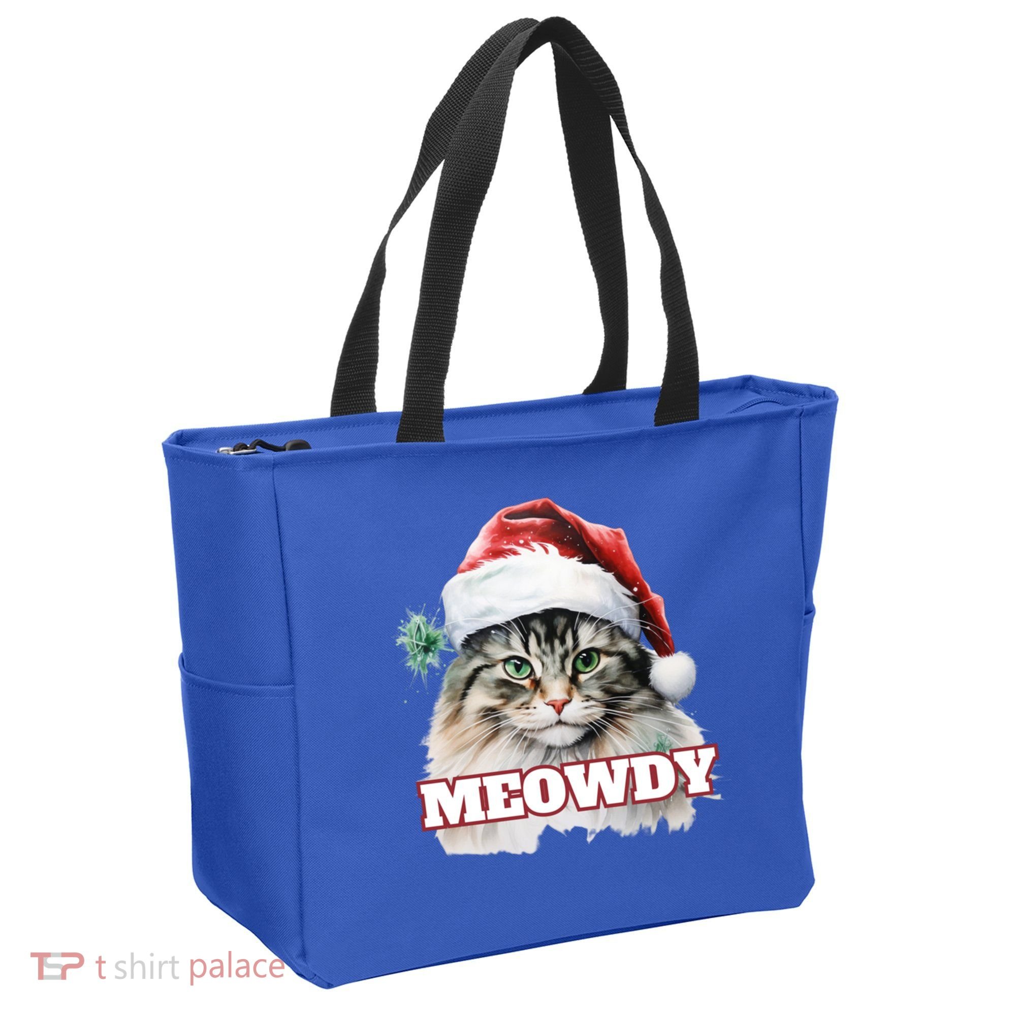 Cat Meme Meowdy Funny Mashup Meow Howdy Christmas Santa Hat Cool Gift Tote Bag