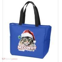 Cat Meme Meowdy Funny Mashup Meow Howdy Christmas Santa Hat Cool Gift Tote Bag thumb 3