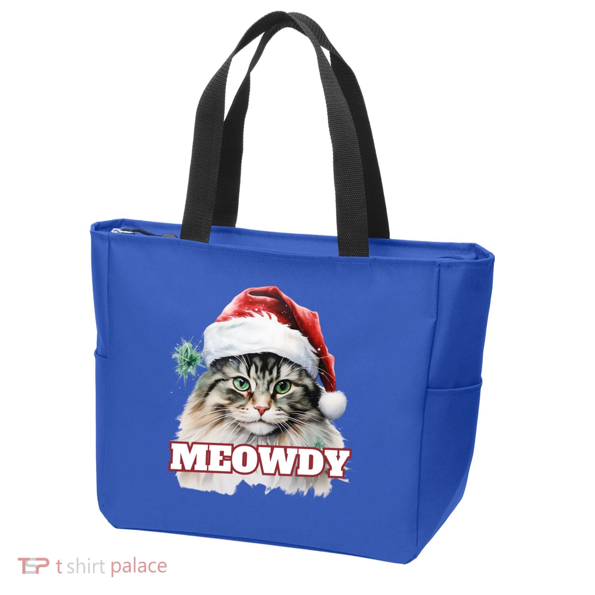Cat Meme Meowdy Funny Mashup Meow Howdy Christmas Santa Hat Cool Gift Tote Bag