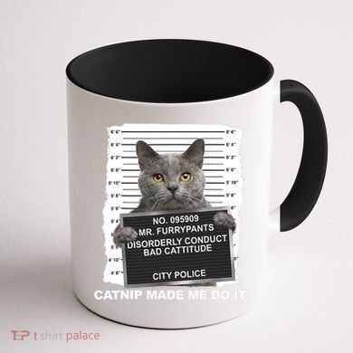 Catnip Made Me Do It Funny Cat Tee Coffee Mug back