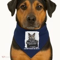 Catnip Made Me Do It Funny Cat Tee USA-Made Doggie Bandana thumb 1