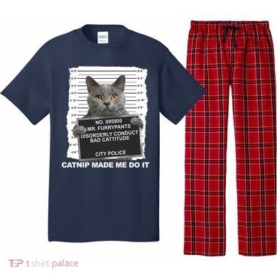 Catnip Made Me Do It Funny Cat Tee Pajama Set