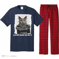 Catnip Made Me Do It Funny Cat Tee Pajama Set thumb 0