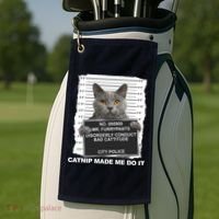Catnip Made Me Do It Funny Cat Tee Golf Towel thumb 2