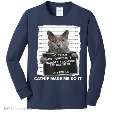 Catnip Made Me Do It Funny Cat Tee Kids Long Sleeve Shirt