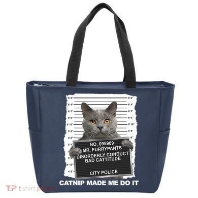 Catnip Made Me Do It Funny Cat Tee Tote Bag