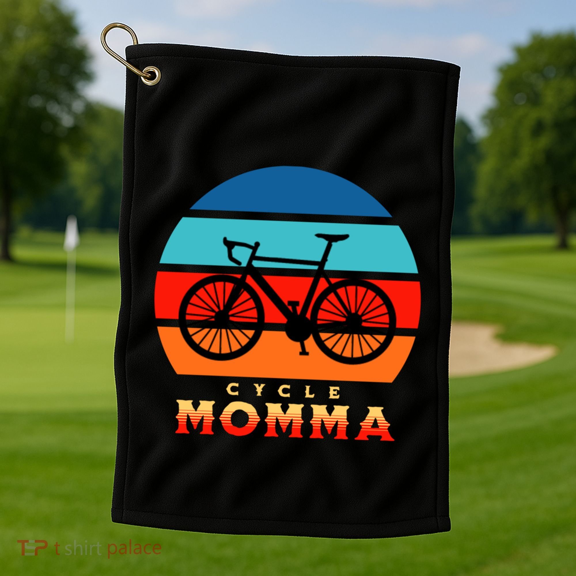 Cycle Momma Mom Mountain Bike Cyclist Cycling Coach Bicycle Cute Gift Golf Towel