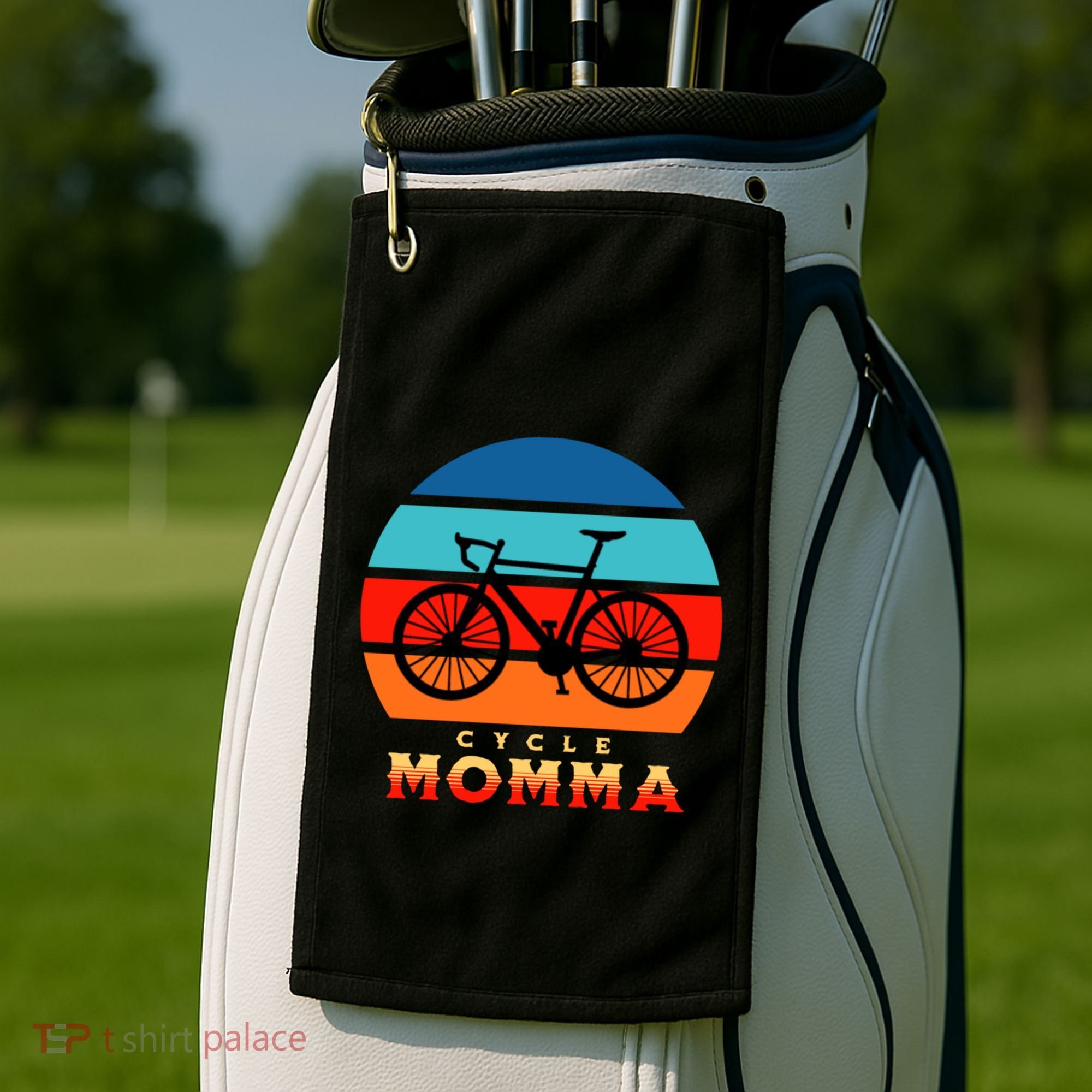 Cycle Momma Mom Mountain Bike Cyclist Cycling Coach Bicycle Cute Gift Golf Towel