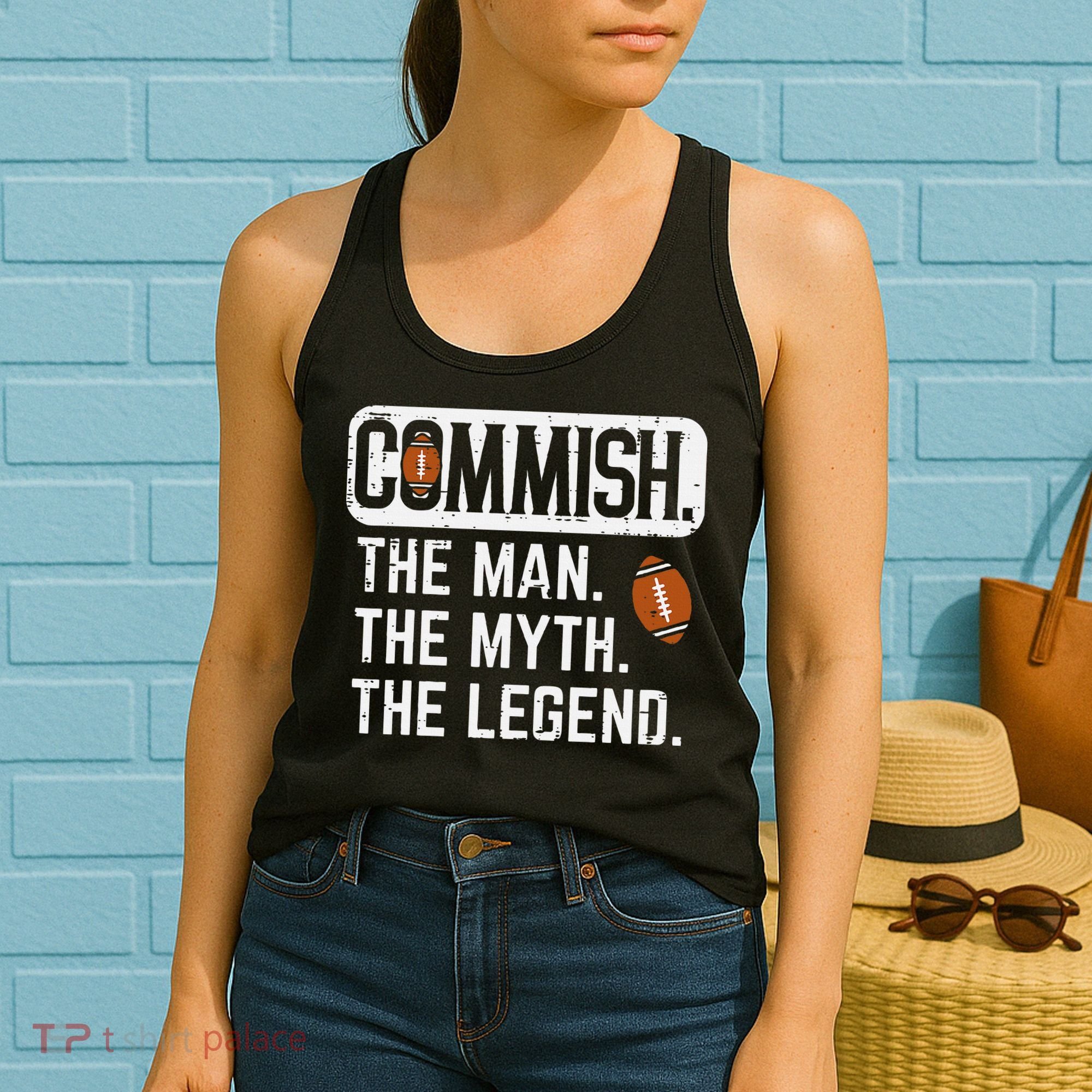 Commish Man Myth Legend Fantasy Football Commissioner Women's Tank Top