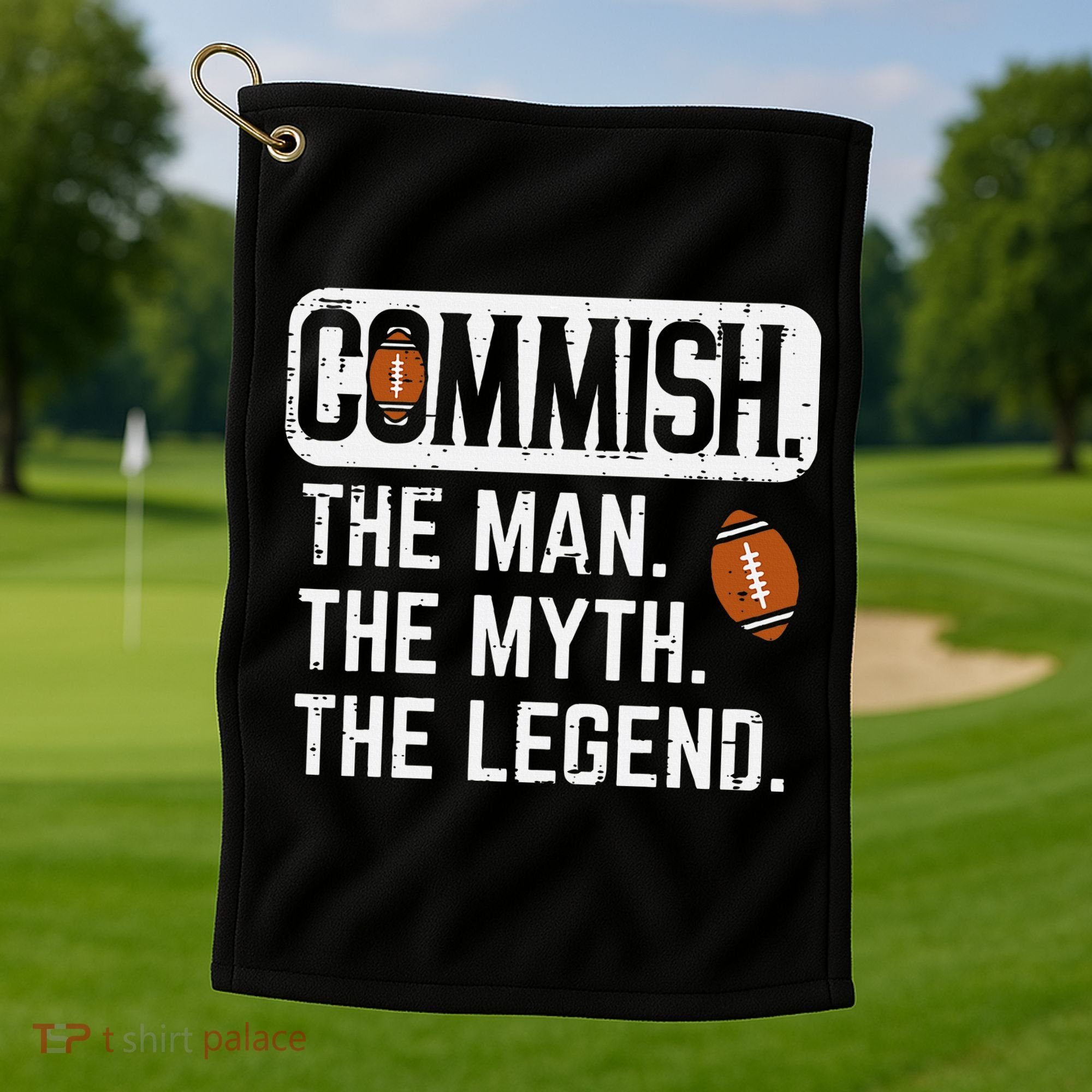 Commish Man Myth Legend Fantasy Football Commissioner Golf Towel