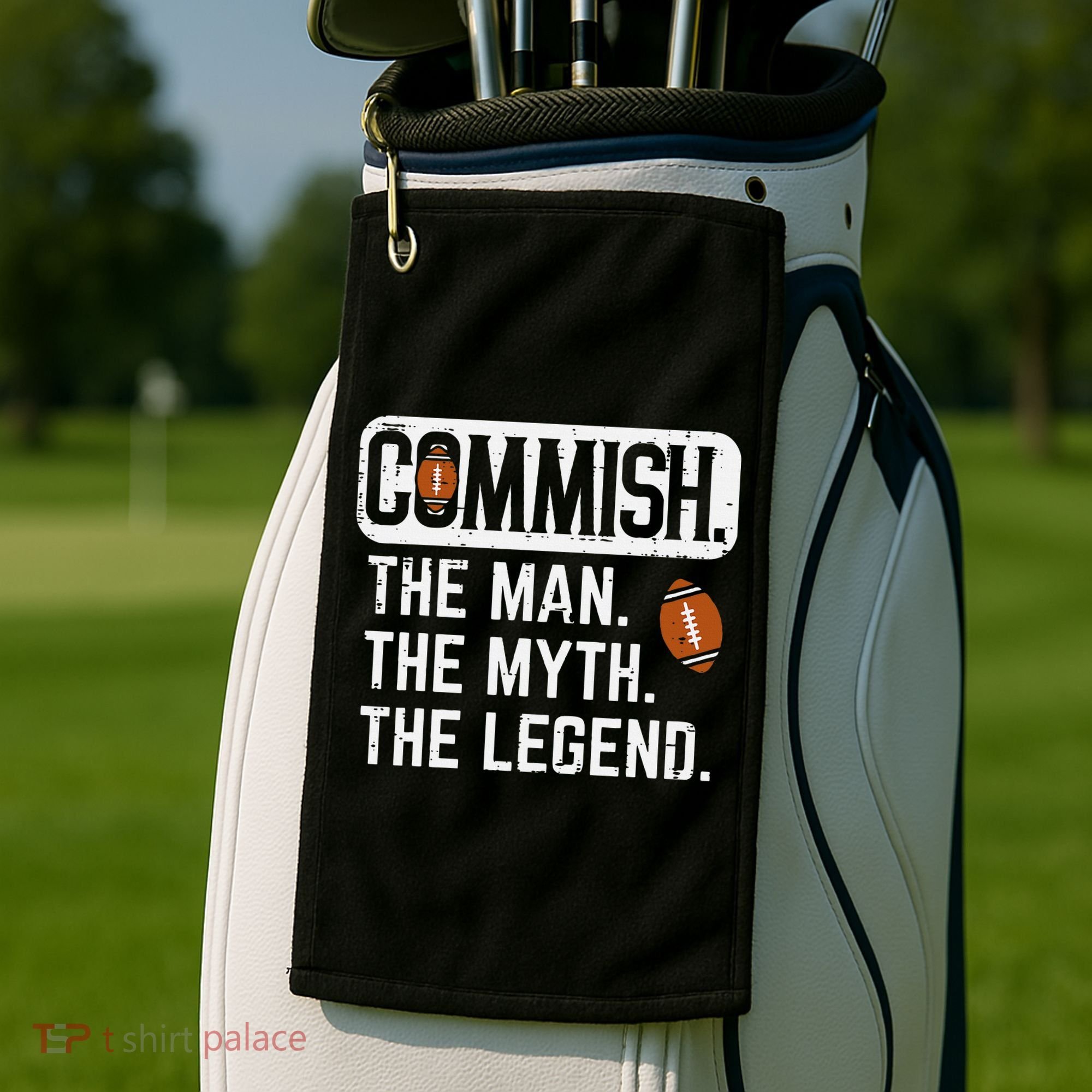 Commish Man Myth Legend Fantasy Football Commissioner Golf Towel