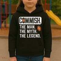 Commish Man Myth Legend Fantasy Football Commissioner Kids Hoodie thumb 3