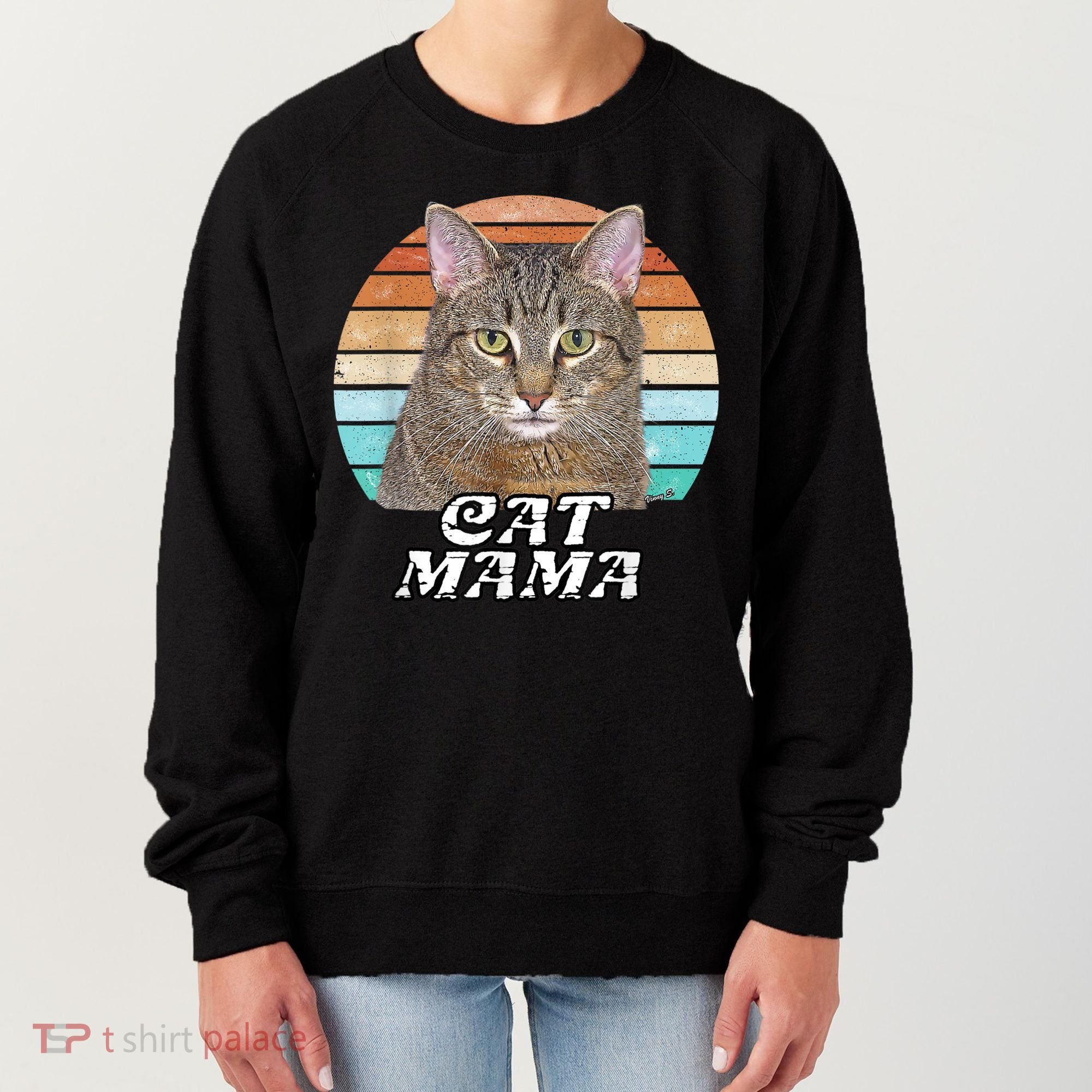 Cat Mama Mom Mothers Day Tabby Retro Women's Sweatshirt