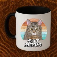 Cat Mama Mom Mothers Day Tabby Retro Coffee Mug thumb 2