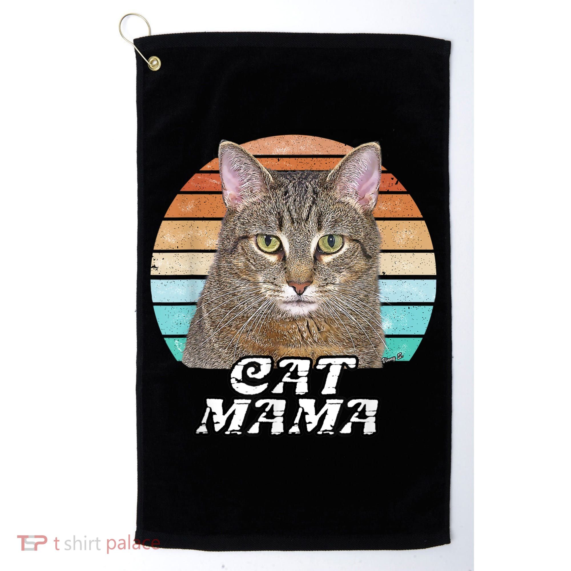 Cat Mama Mom Mothers Day Tabby Retro Golf Towel