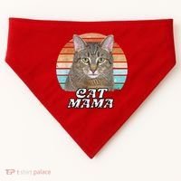 Cat Mama Mom Mothers Day Tabby Retro USA-Made Doggie Bandana thumb 0