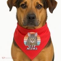 Cat Mama Mom Mothers Day Tabby Retro USA-Made Doggie Bandana thumb 1