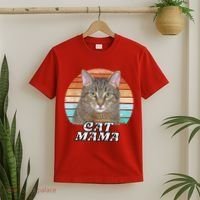 Cat Mama Mom Mothers Day Tabby Retro T-Shirt thumb 2