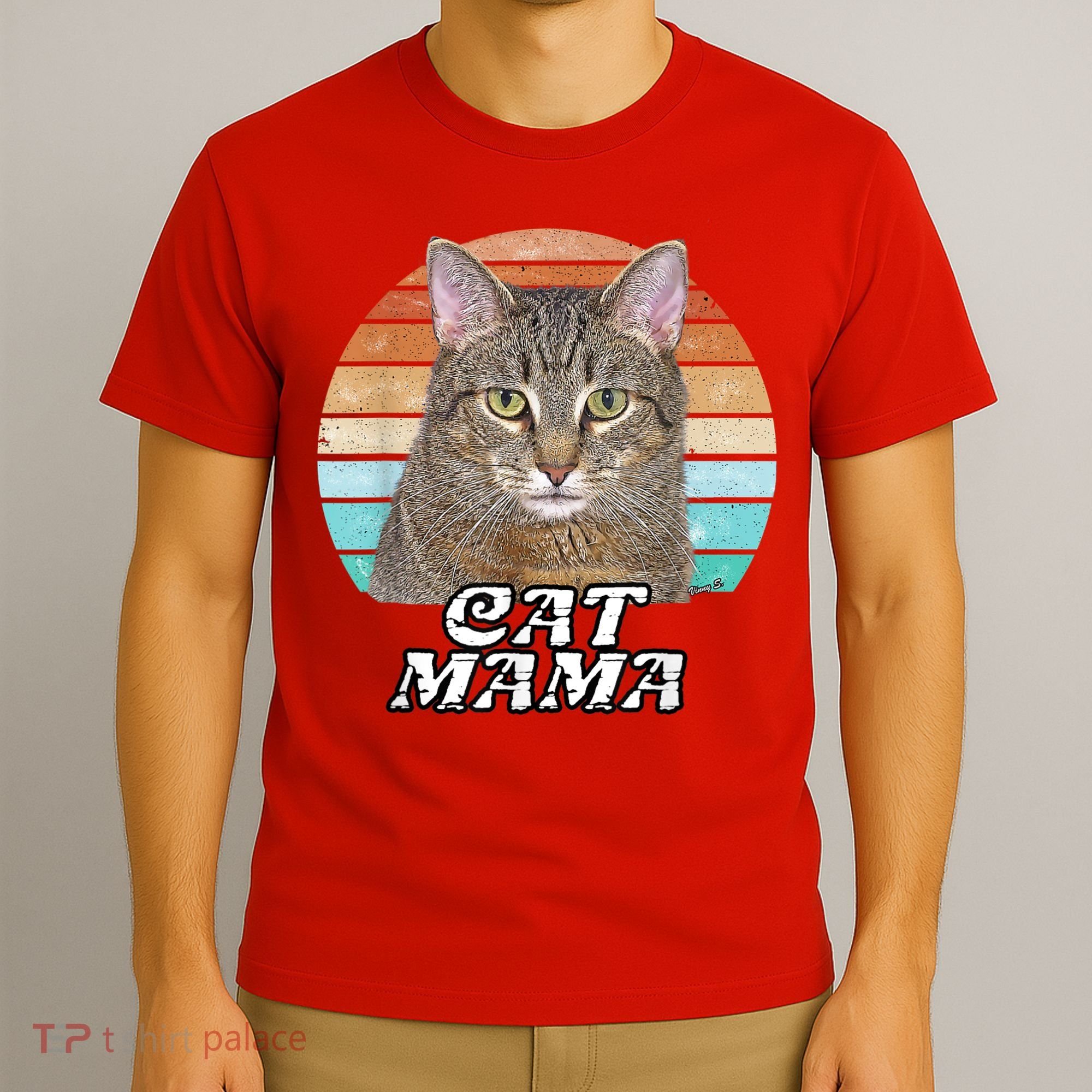 Cat Mama Mom Mothers Day Tabby Retro T-Shirt
