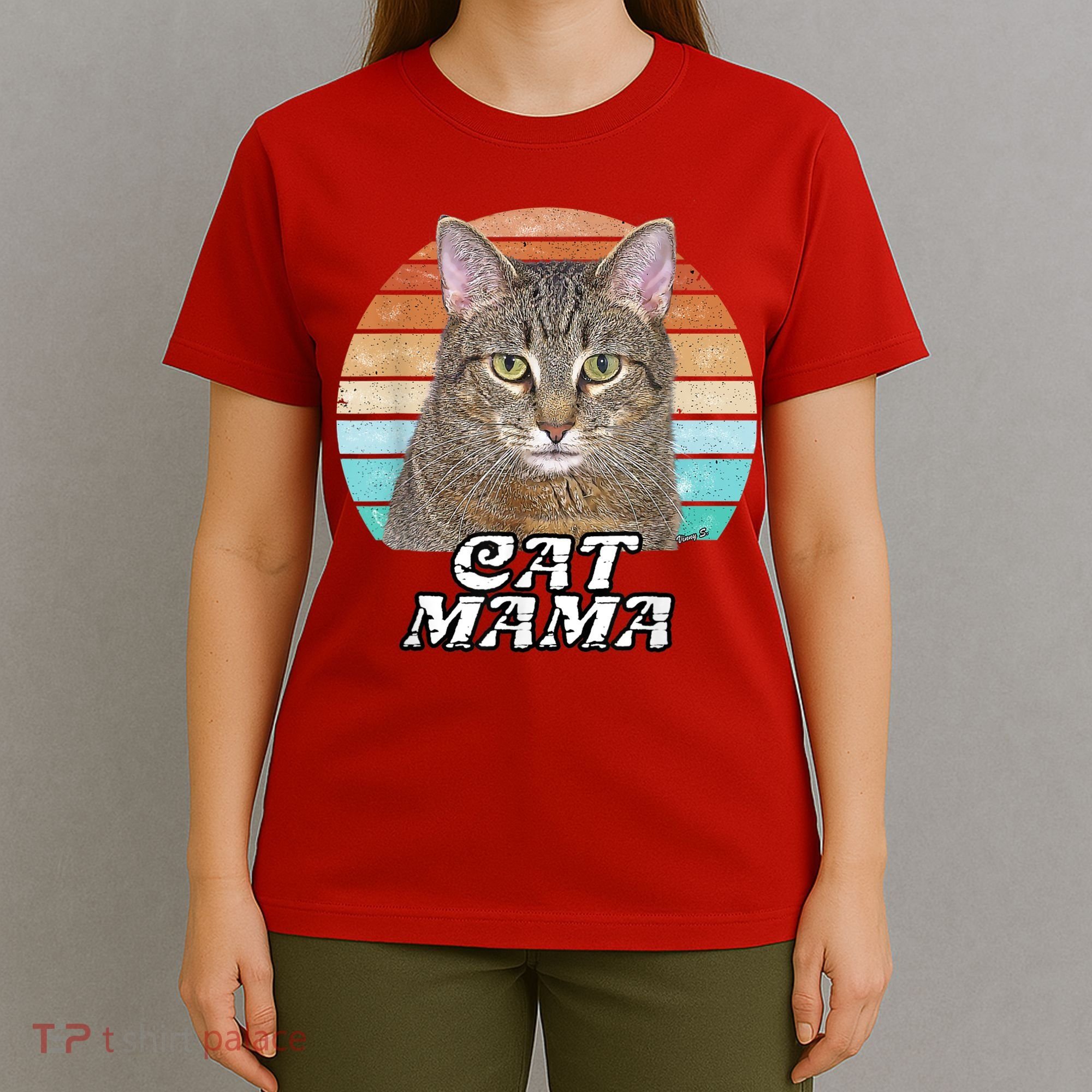 Cat Mama Mom Mothers Day Tabby Retro T-Shirt