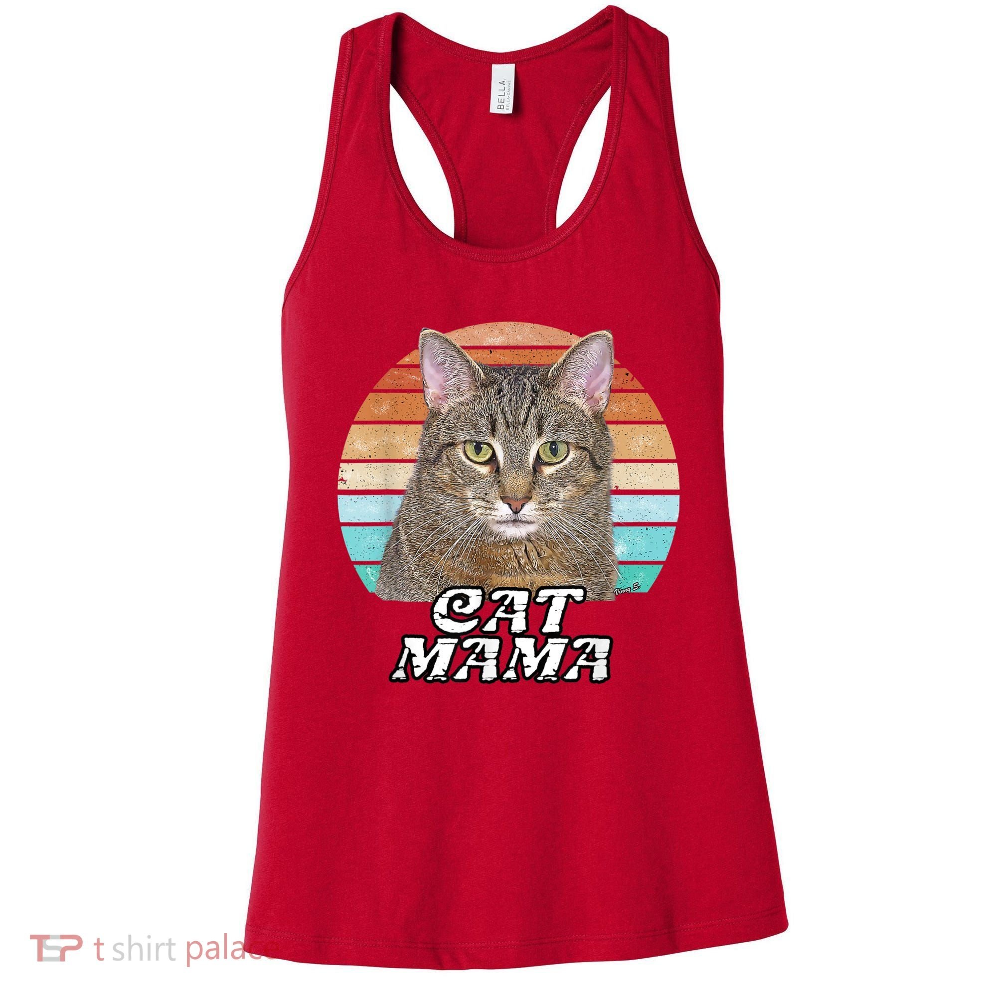 Cat Mama Mom Mothers Day Tabby Retro Women's Tank Top
