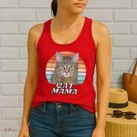 Cat Mama Mom Mothers Day Tabby Retro Women's Tank Top thumb 2