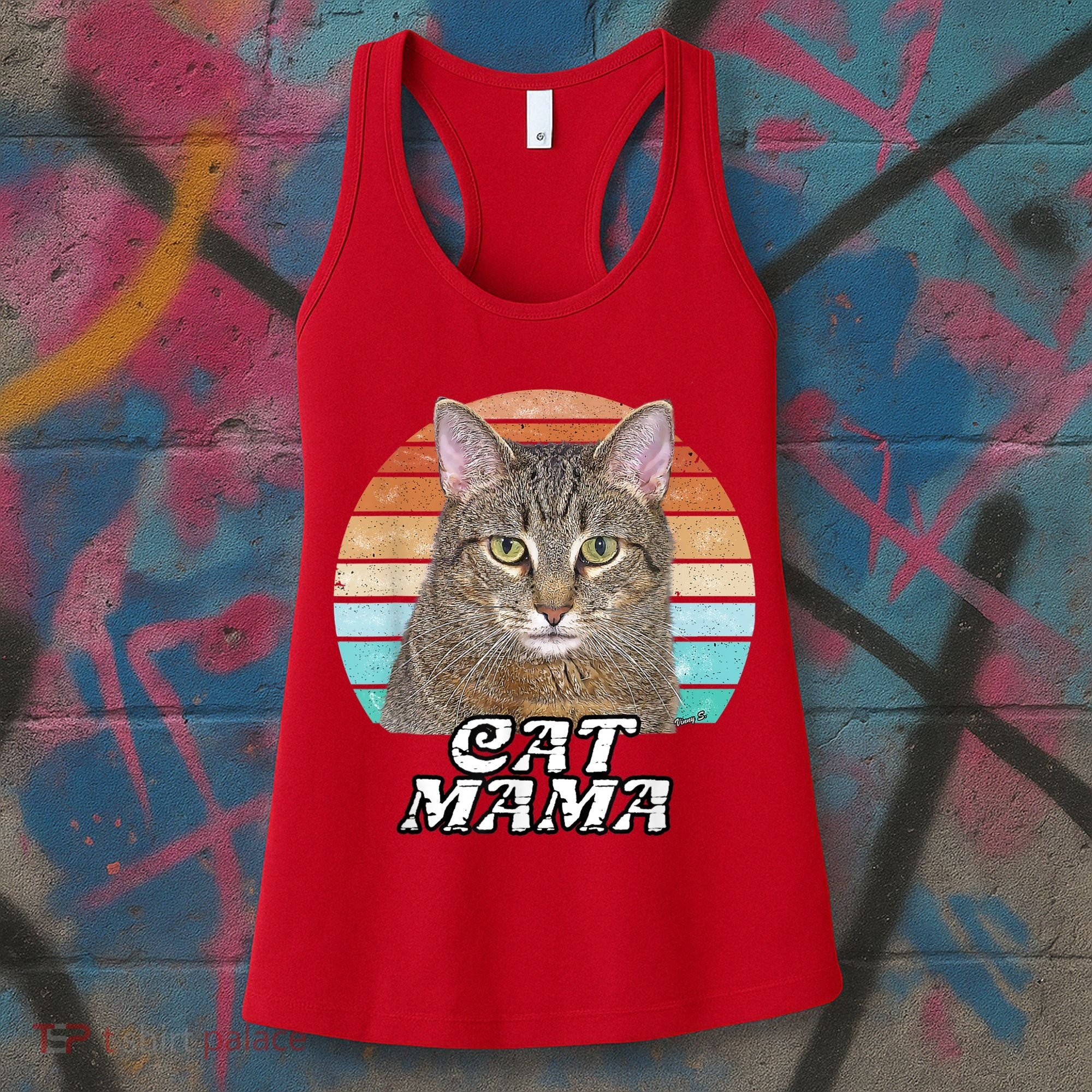 Cat Mama Mom Mothers Day Tabby Retro Women's Tank Top