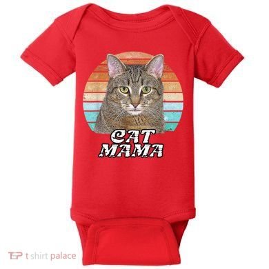 Cat Mama Mom Mothers Day Tabby Retro Baby Bodysuit