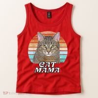 Cat Mama Mom Mothers Day Tabby Retro Tank Top thumb 2