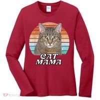Cat Mama Mom Mothers Day Tabby Retro Women's Long Sleeve Shirt thumb 0