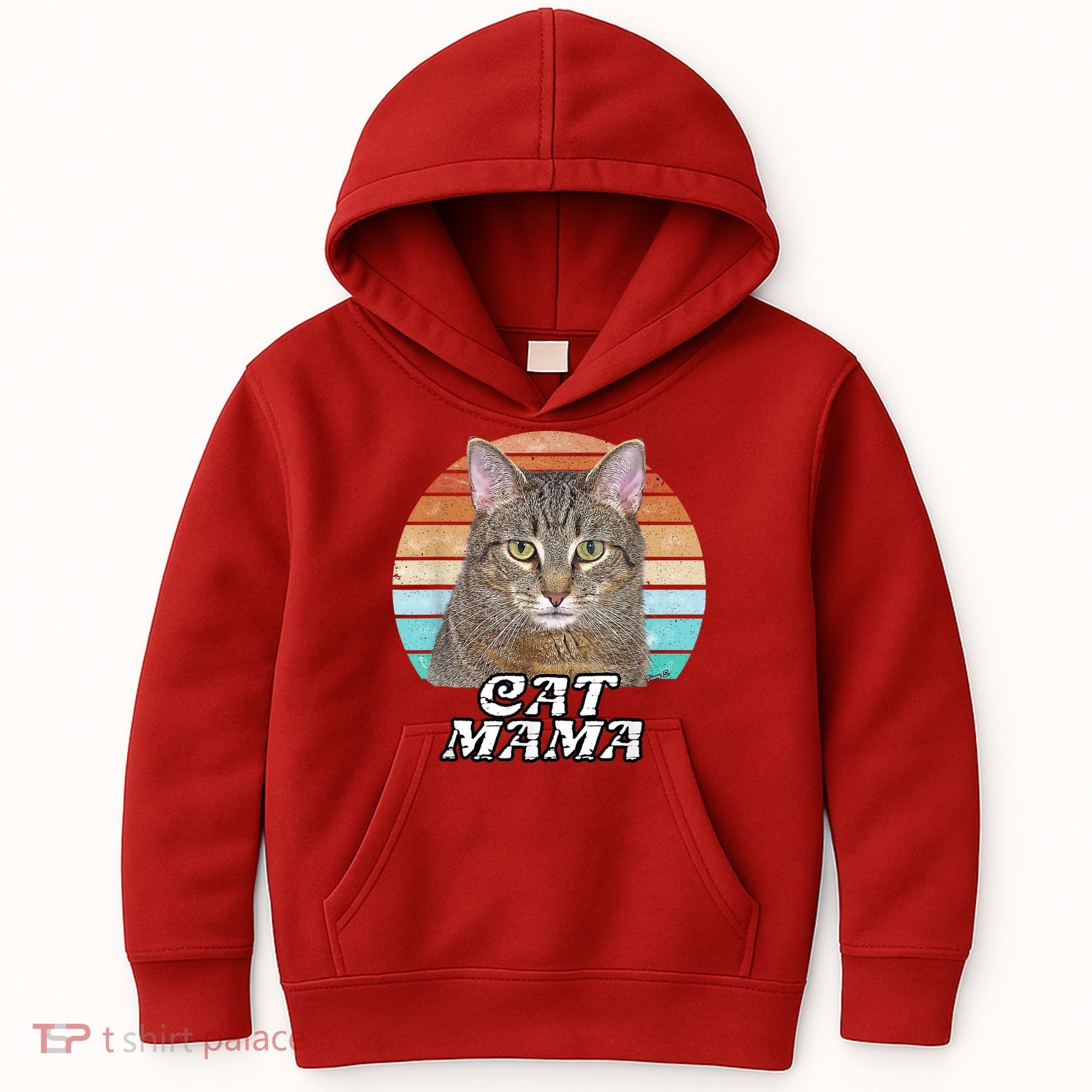 Cat Mama Mom Mothers Day Tabby Retro Kids Hoodie