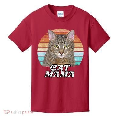 Cat Mama Mom Mothers Day Tabby Retro Kids T-Shirt