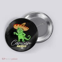 Cancun Mexico Mexican T Rex Dino Funny Cancun Button thumb 0