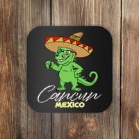 Cancun Mexico Mexican T Rex Dino Funny Cancun Coaster thumb 0
