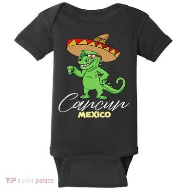 Cancun Mexico Mexican T Rex Dino Funny Cancun Baby Bodysuit