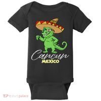Cancun Mexico Mexican T Rex Dino Funny Cancun Baby Bodysuit thumb 0