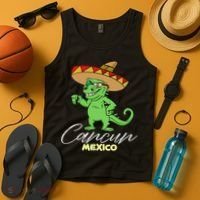 Cancun Mexico Mexican T Rex Dino Funny Cancun Tank Top thumb 4
