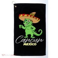 Cancun Mexico Mexican T Rex Dino Funny Cancun Golf Towel thumb 0