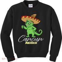 Cancun Mexico Mexican T Rex Dino Funny Cancun Kids Sweatshirt thumb 0