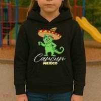 Cancun Mexico Mexican T Rex Dino Funny Cancun Kids Hoodie thumb 3