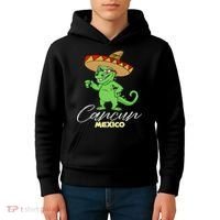 Cancun Mexico Mexican T Rex Dino Funny Cancun Kids Hoodie thumb 4