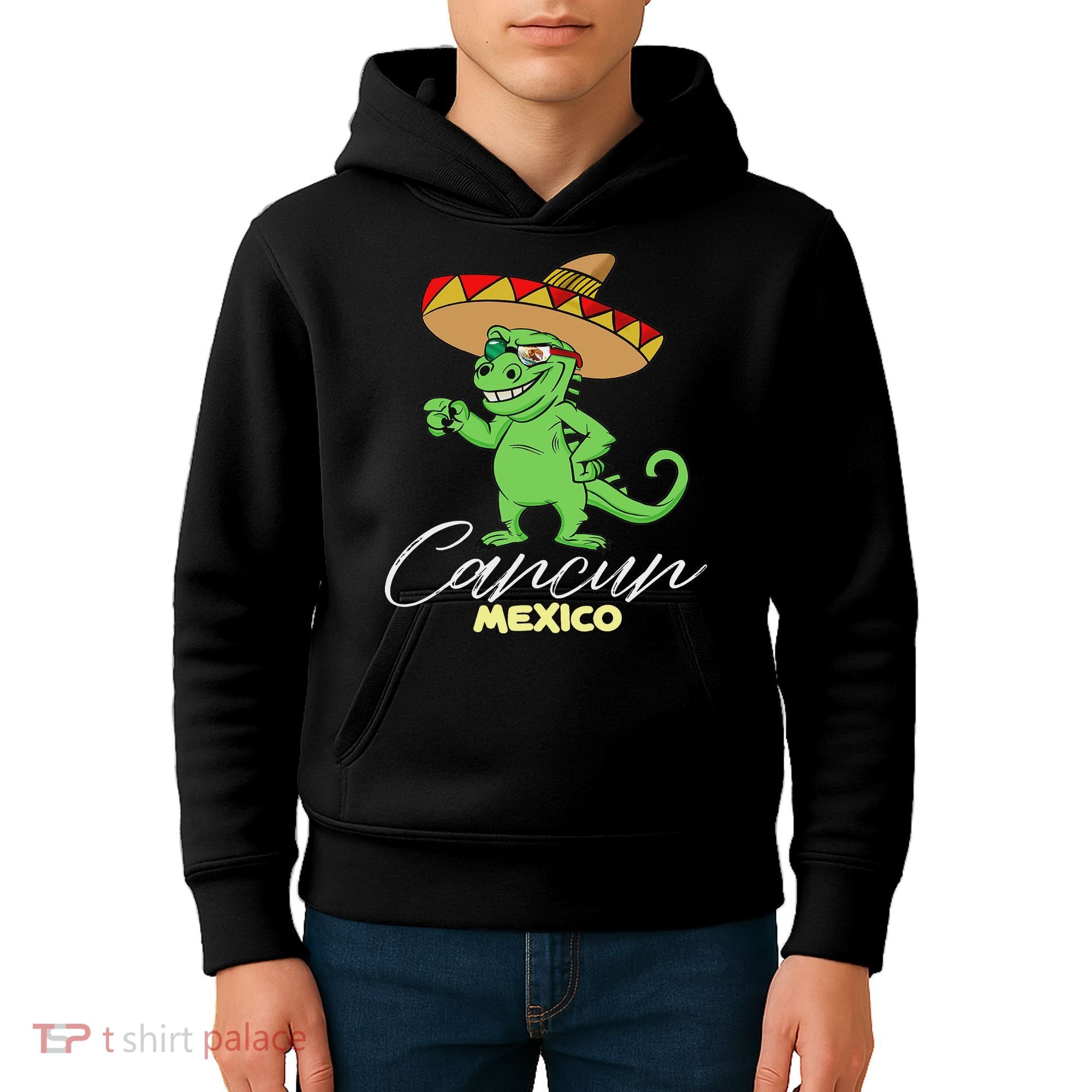 Cancun Mexico Mexican T Rex Dino Funny Cancun Kids Hoodie