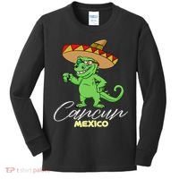 Cancun Mexico Mexican T Rex Dino Funny Cancun Kids Long Sleeve Shirt thumb 0