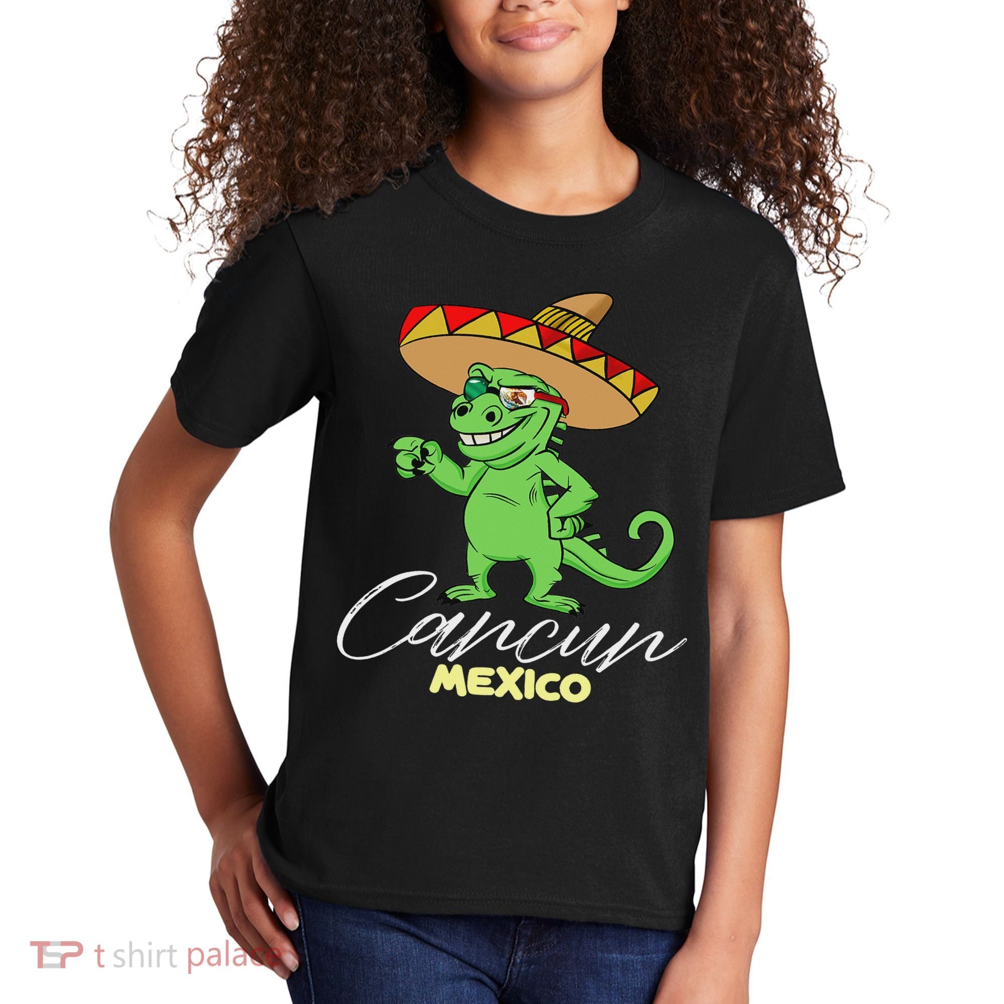 Cancun Mexico Mexican T Rex Dino Funny Cancun Kids T-Shirt