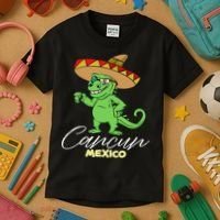 Cancun Mexico Mexican T Rex Dino Funny Cancun Kids T-Shirt thumb 3