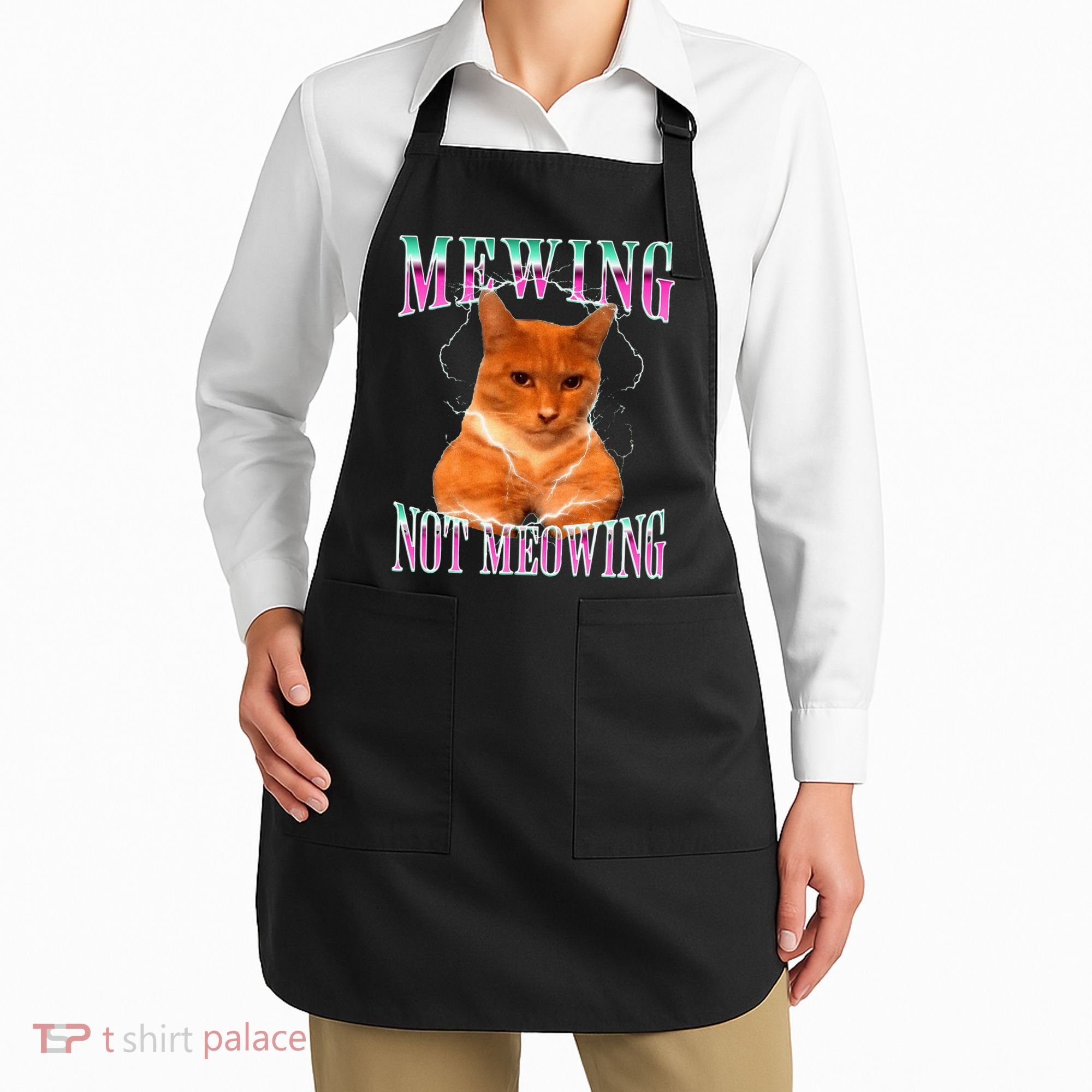 Cat Mewing Meme Mewing Not Meowing Apron