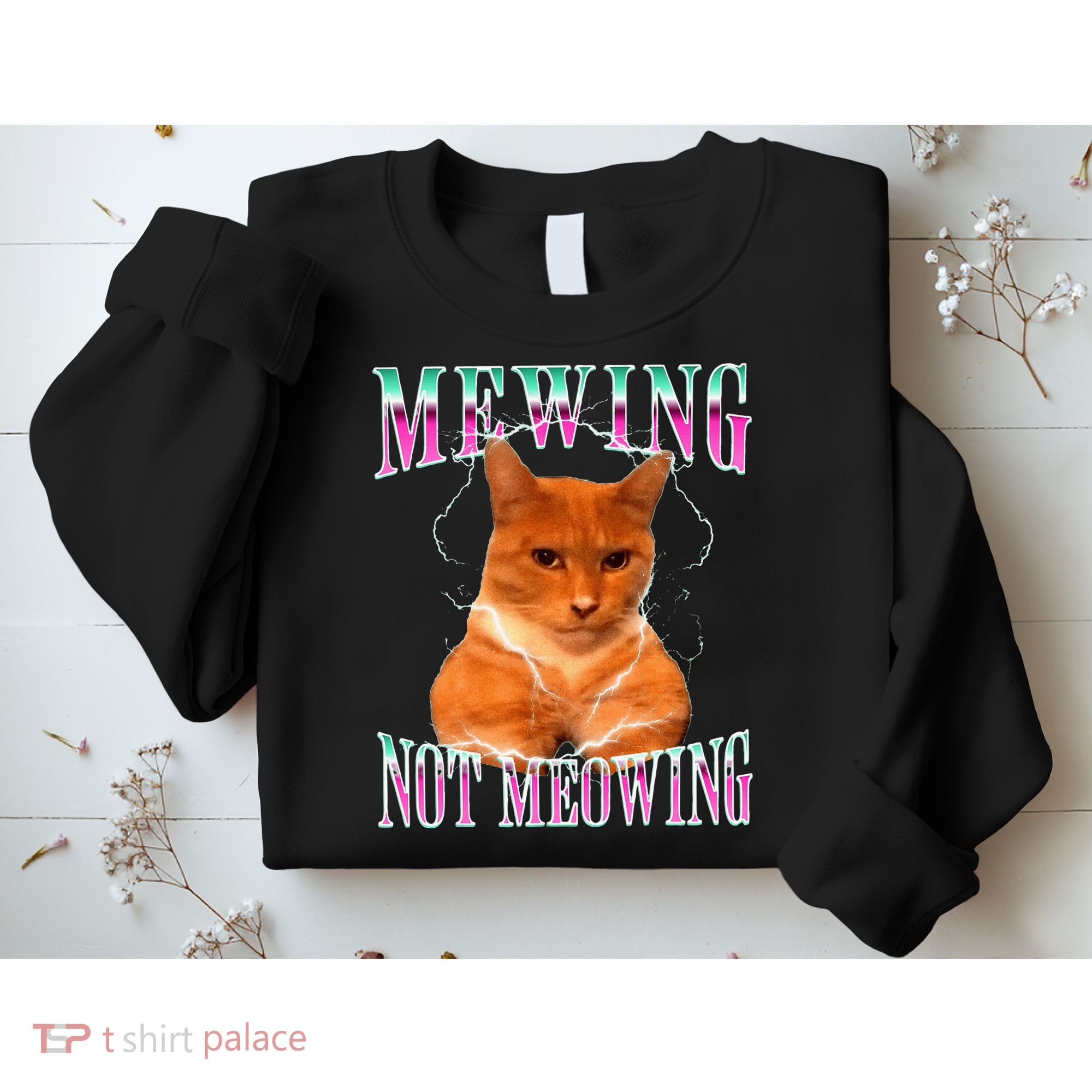 Cat Mewing Meme Mewing Not Meowing Sweatshirt