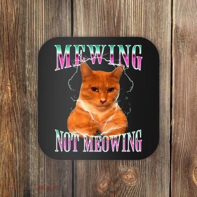 Cat Mewing Meme Mewing Not Meowing Coaster