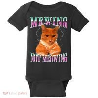 Cat Mewing Meme Mewing Not Meowing Baby Bodysuit thumb 0