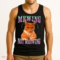 Cat Mewing Meme Mewing Not Meowing Tank Top thumb 3